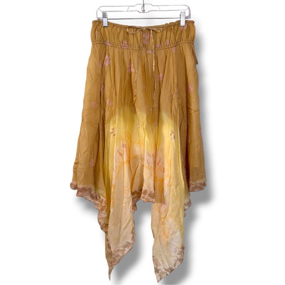 Free People Bohemian 70s FP One Kaia Asymmetrical Midi Skirt Desert Mirage XL - Picture 8 of 13